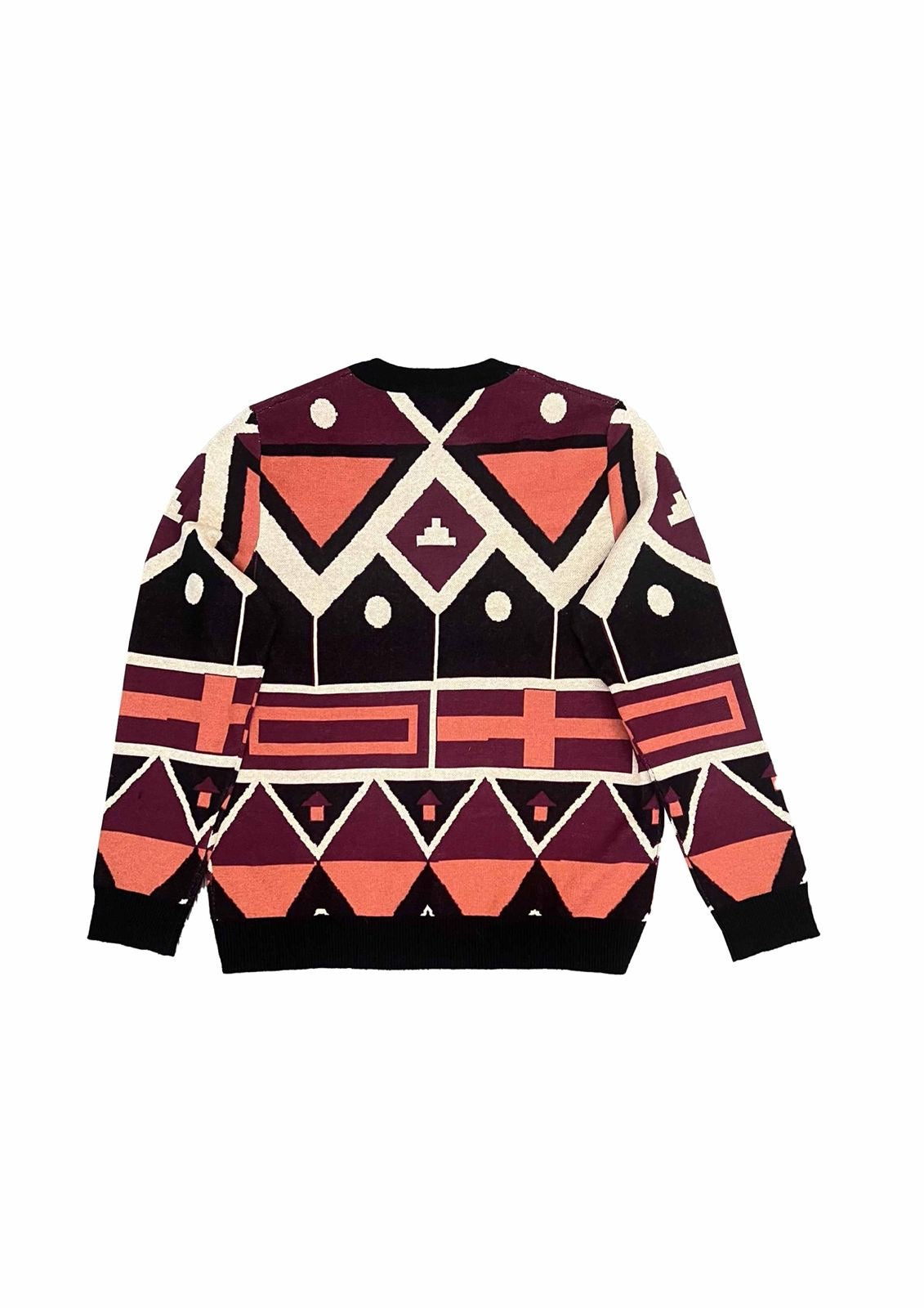 Knitted crew neck sweater with custom Etia Design print
