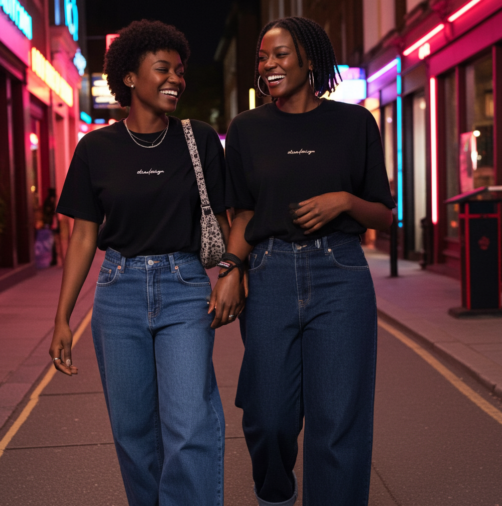 Short Sleeve Oversized Black Organic Adult unisex T-shirt