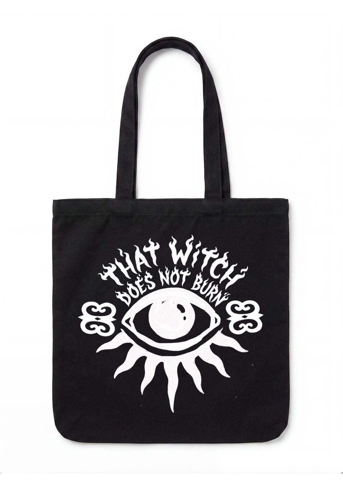 Organic large graphic design tote bag | That witch doe’s not burn