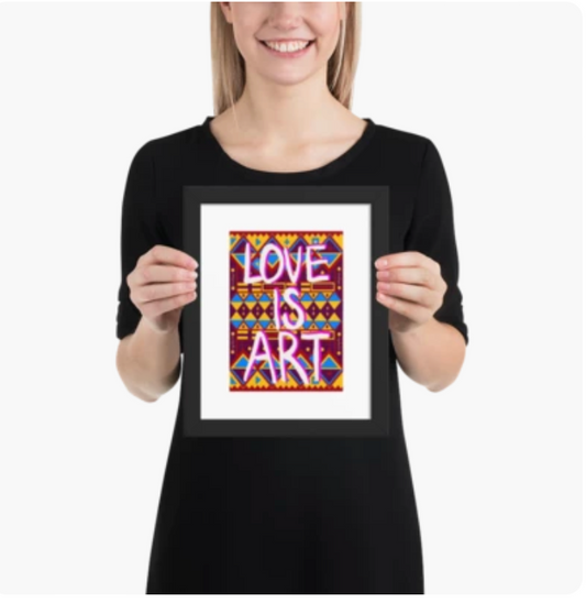 Framed photo paper poster Love is Art