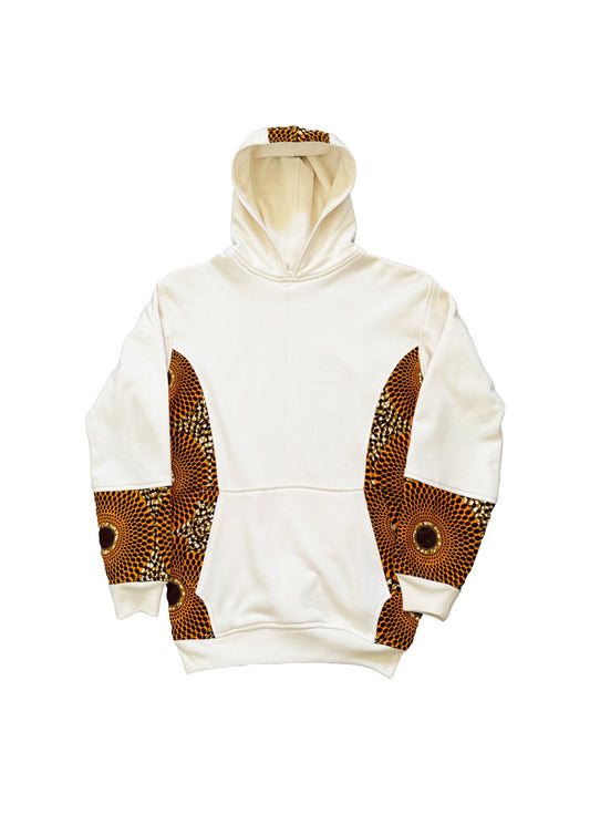 Pullover Hoodie Kangaroo pockets with cotton wax print. Layered heavy weight hoodie