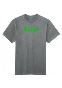 Brixton Streetwear T-shirt in Grey | Green writing