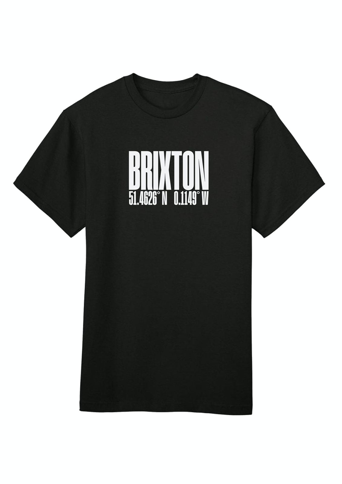 A white BrixtonCodes cotton T-shirt with the brand name printed in black text on the front.