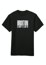 A white BrixtonCodes cotton T-shirt with the brand name printed in black text on the front.