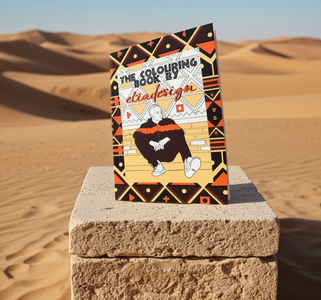 Colouring book by eltidesign on a stone pedestal with desert background