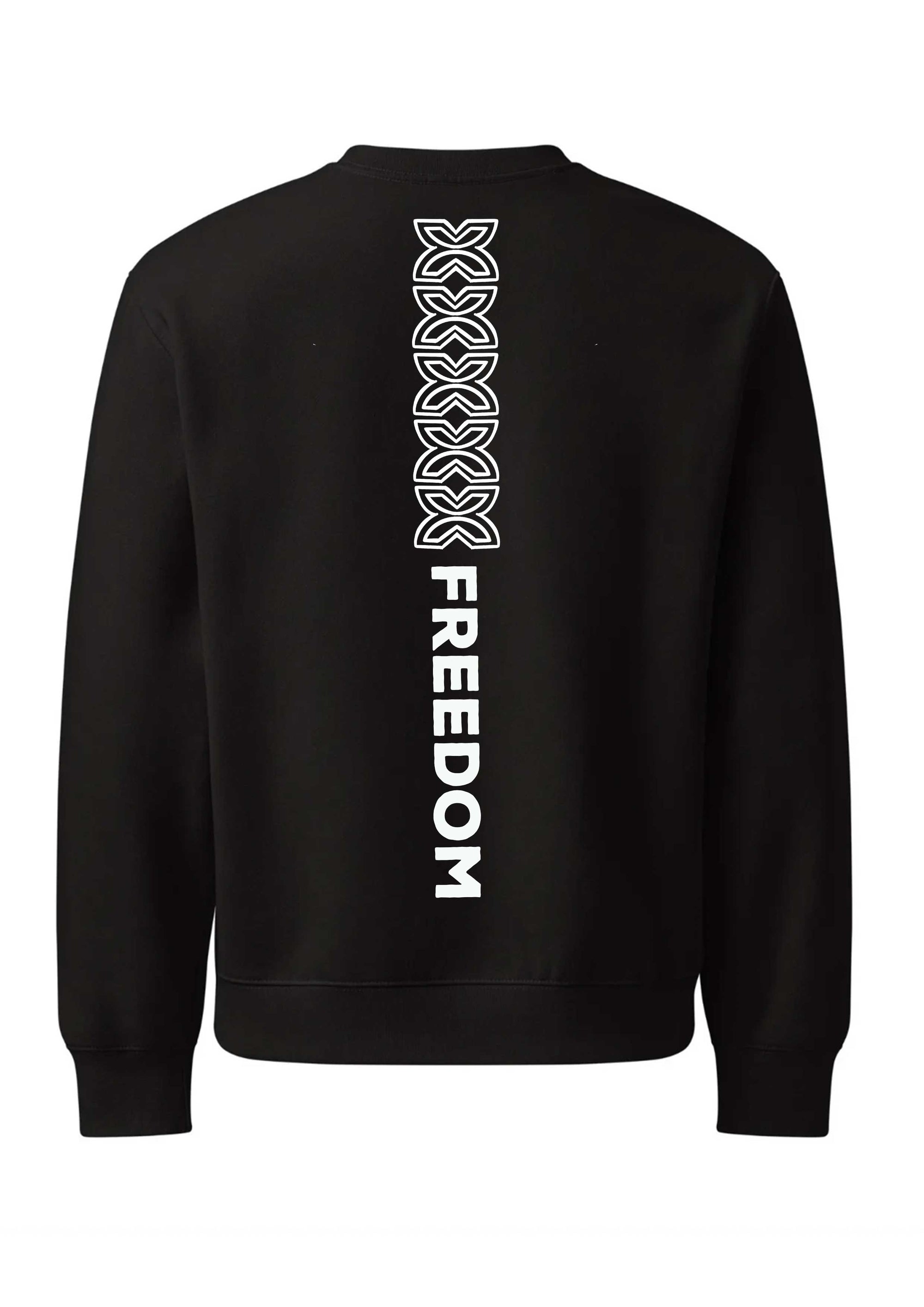 Adult Unisex Black “Freedom” Graphic Sweatshirt – Bold Vertical Back Print