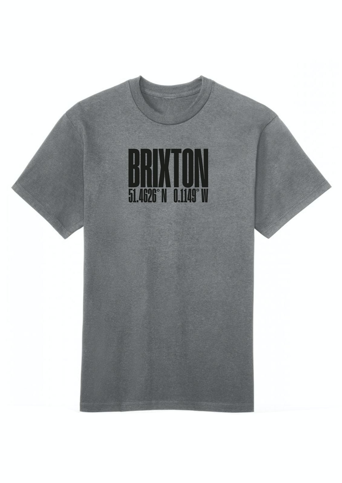 A white BrixtonCodes cotton T-shirt with the brand name printed in black text on the front.