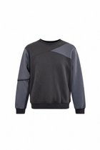 Gray sweatshirt with black accents on a white background