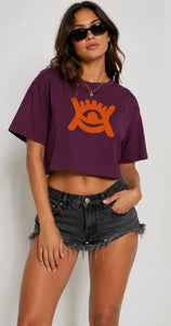 Cotton quality cropped mulberry colour T-shirt | Casual style