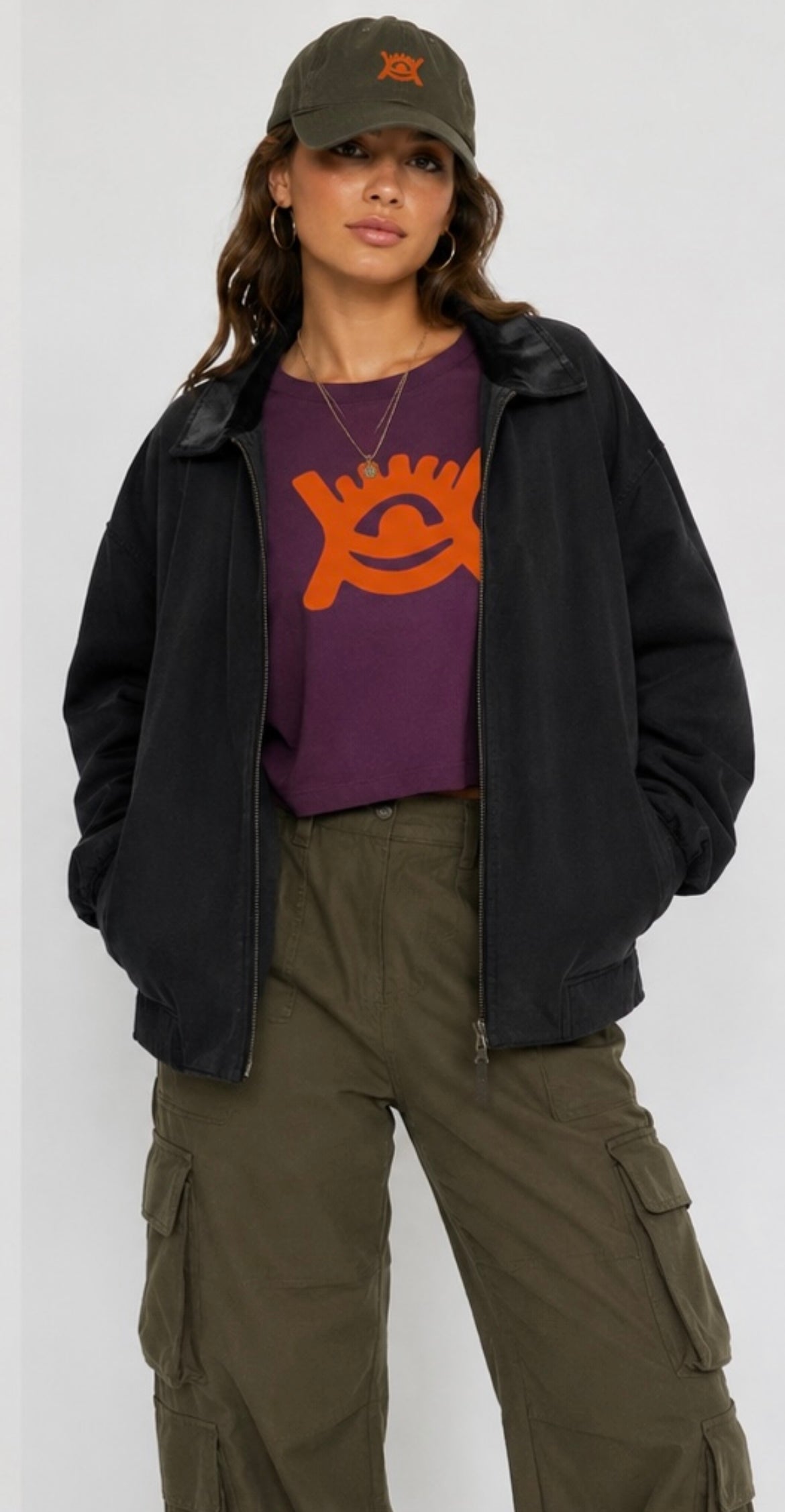 Cotton quality cropped mulberry colour T-shirt 