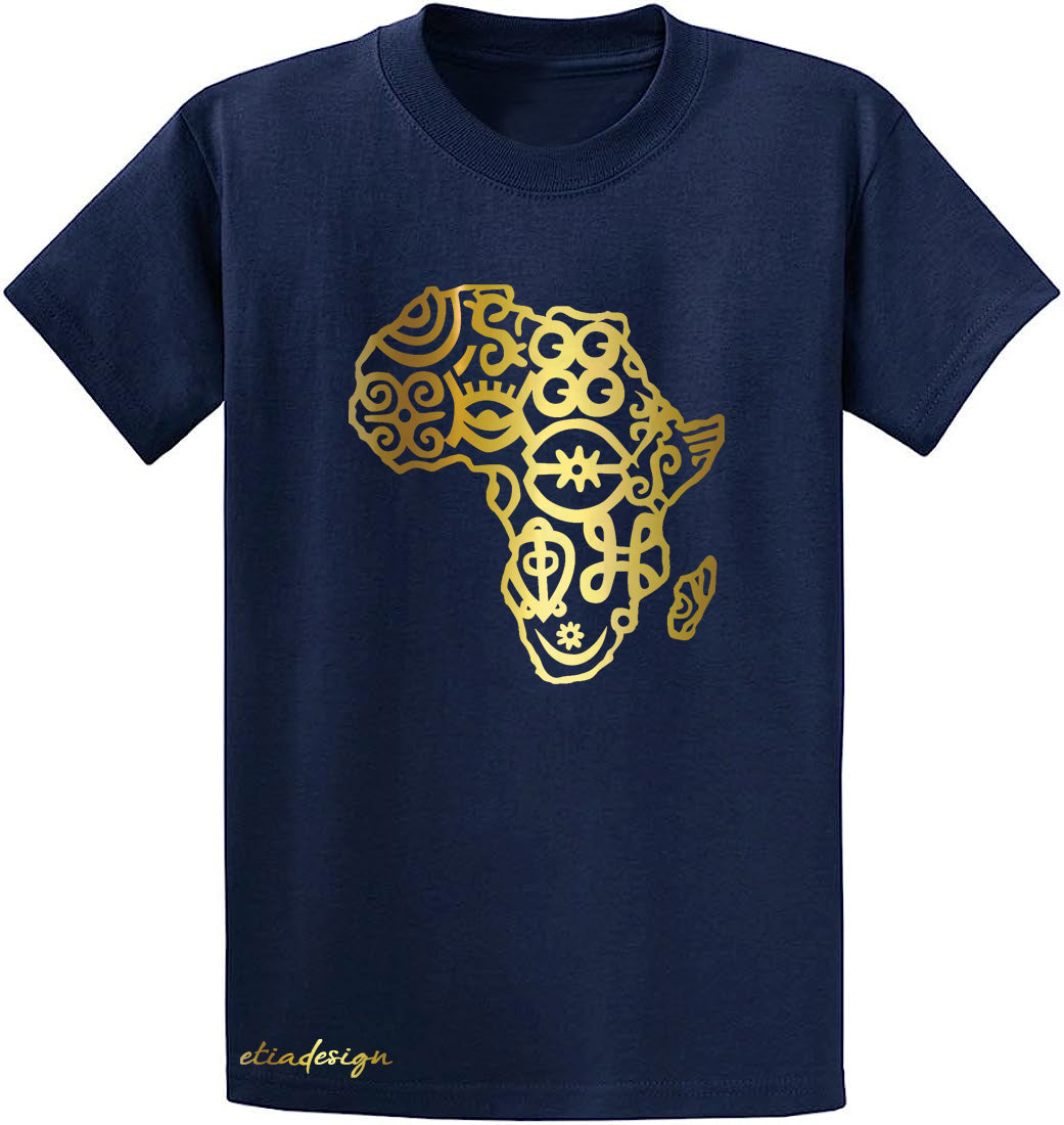 Adinkra Symbols Gold Print Premium Cotton T-shirt | Adult Size
