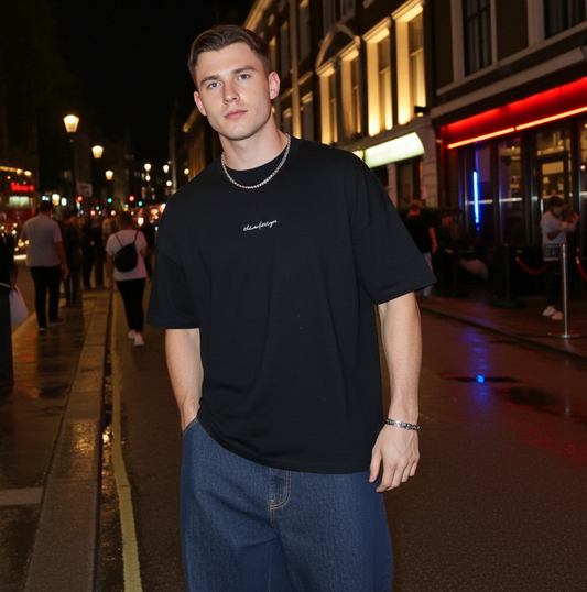 Short Sleeve Oversized Black Organic Adult unisex T-shirt