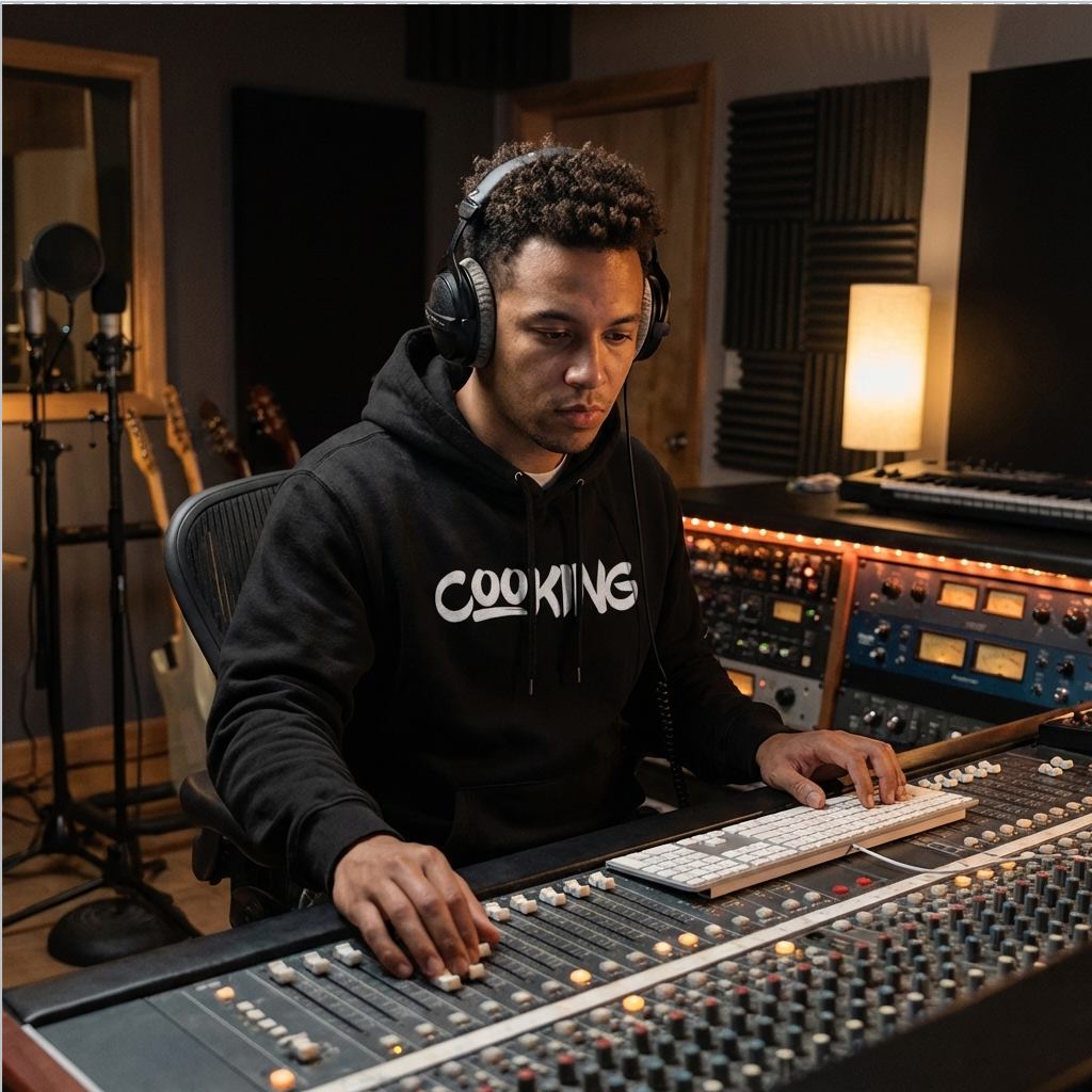 Cooking Graphic Black Pullover Hoodie – Adult Men’s Casual Sweatshirt