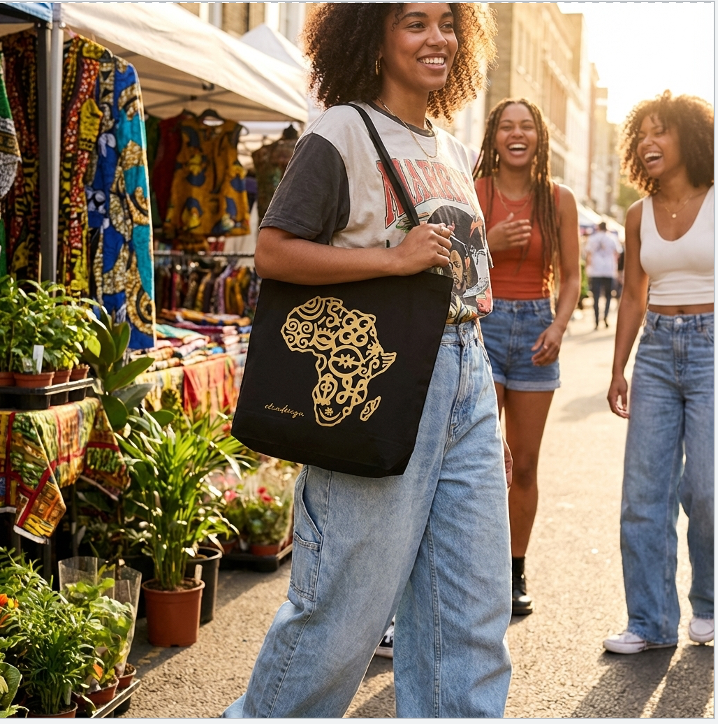 Adinkra Canvas Tote Bag – Strong Organic Cotton Shopper