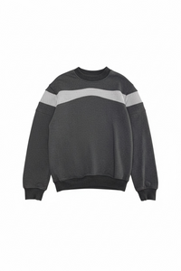 Gray sweater with white stripes on a white background