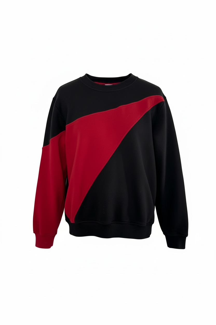 Black and red sweatshirt on a white background