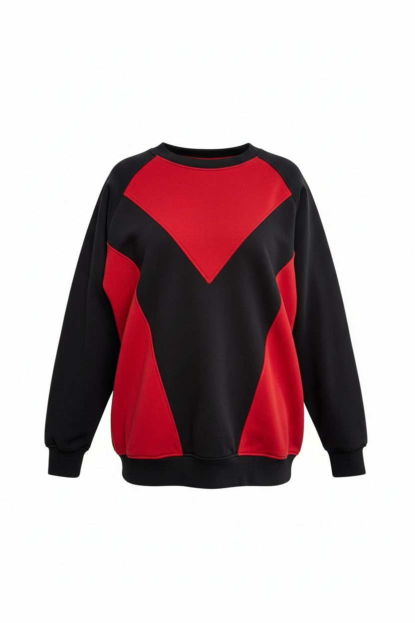 Black and red sweater on a white background
