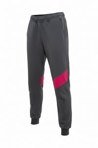 Gray sweatpants with a pink stripe on a white background