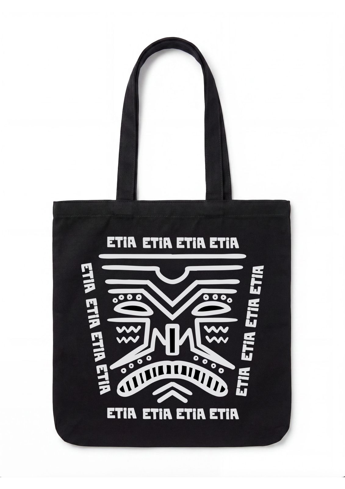 E T I A | Mask Print Tote Bag | Strong Thick  Organic Bag