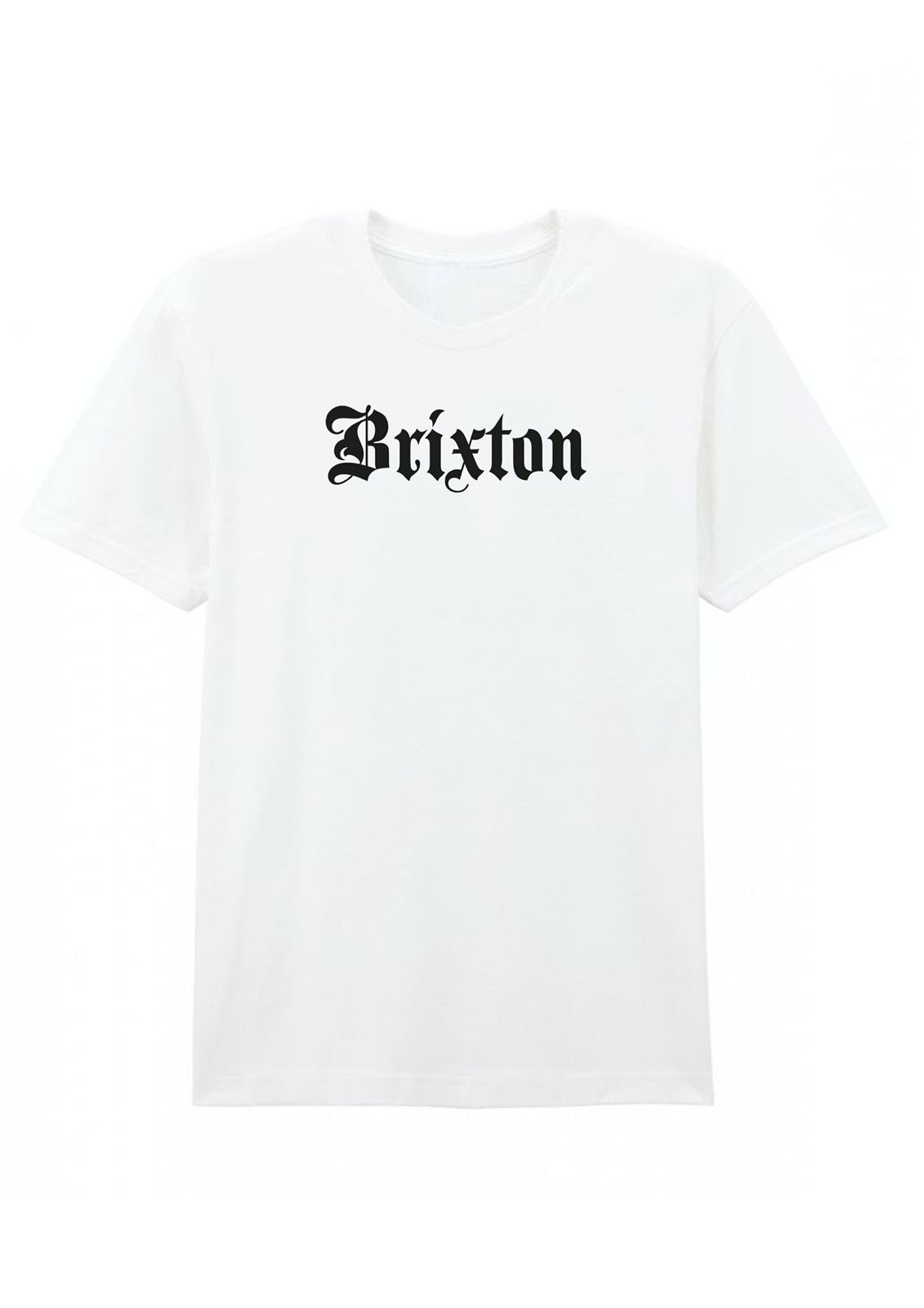 A gray Brixton T-shirt with the brand name 'Brixton' written across the front in bold letters.