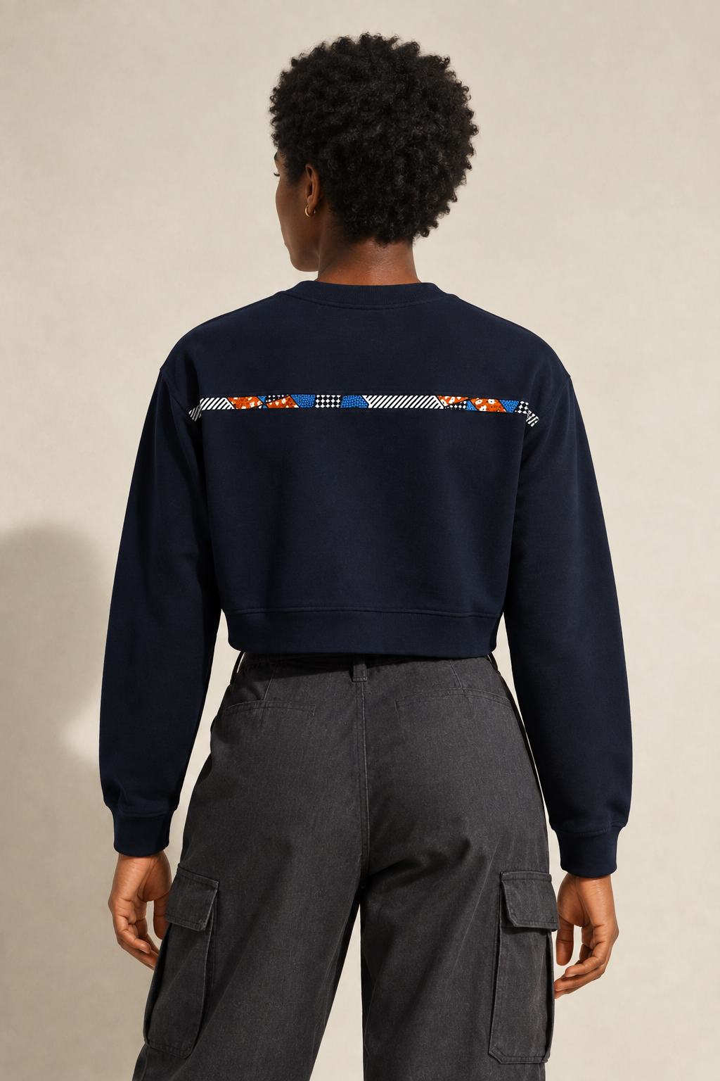 Cropped wax-print sweatshirt back preview