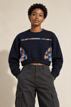 Cropped wax-print sweatshirt front preview