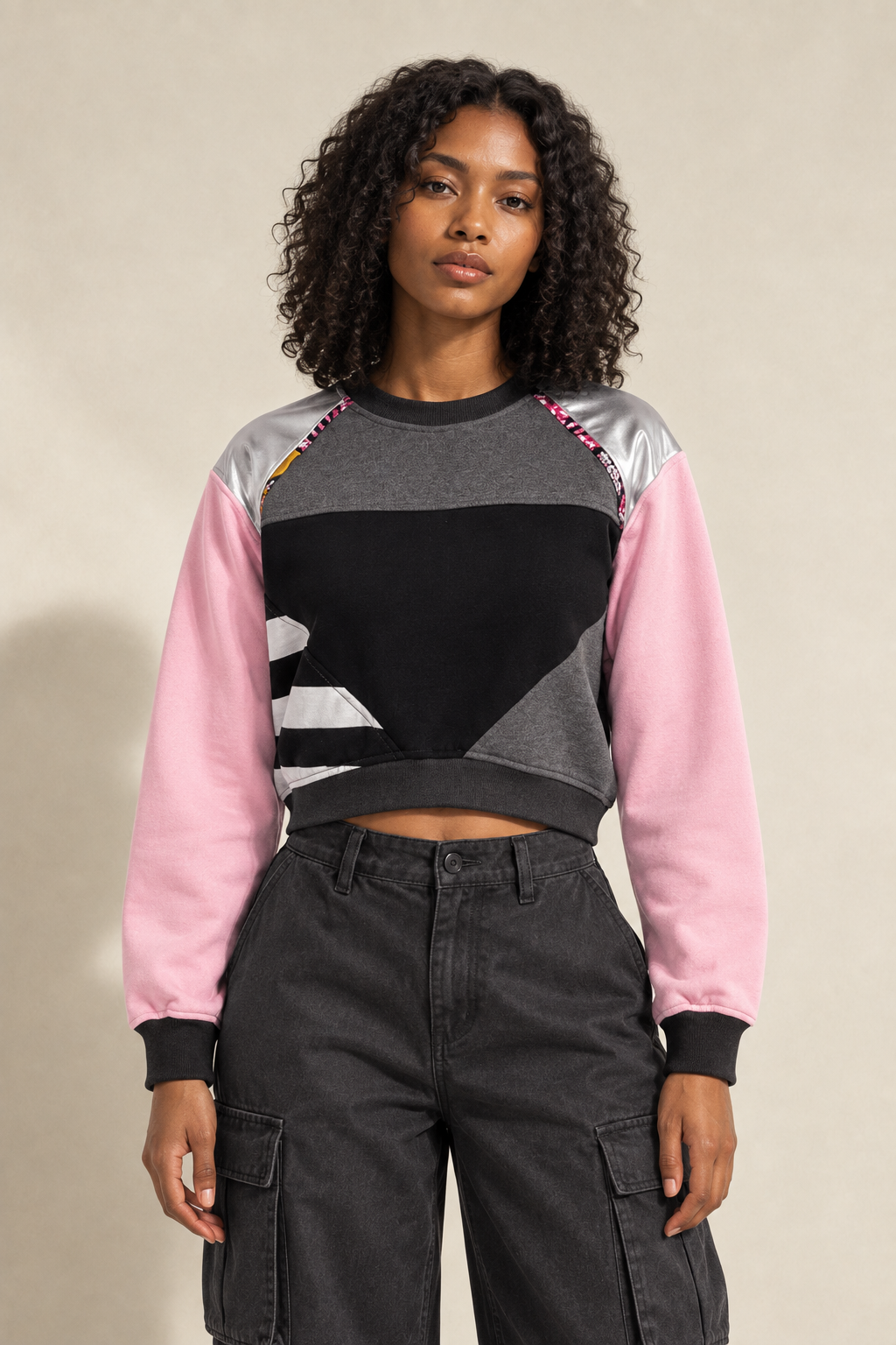 Pink cropped sweatshirt streetwear preview