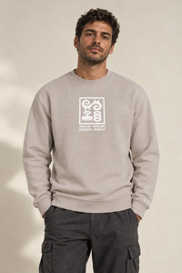 Stone Ancient Wisdom sweatshirt with white artwork